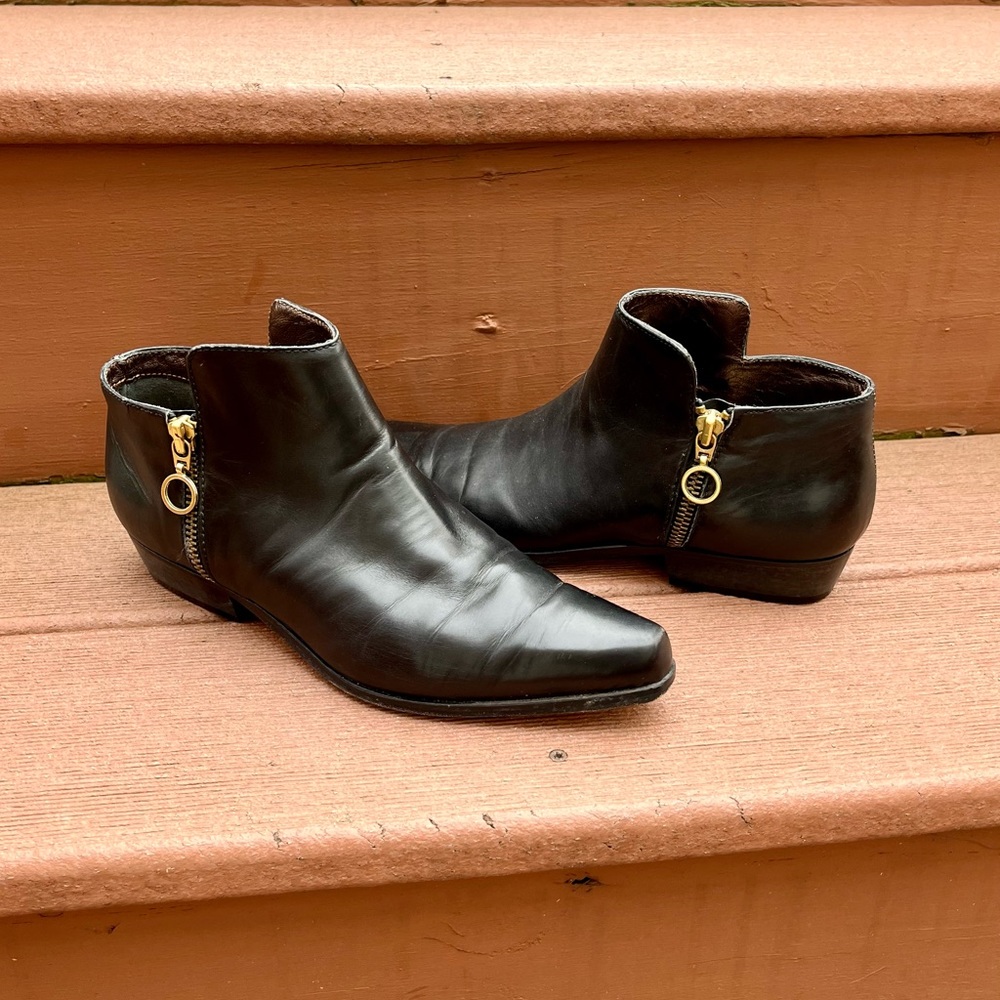 Christiane Perez Leather Booties, Black, 6.5